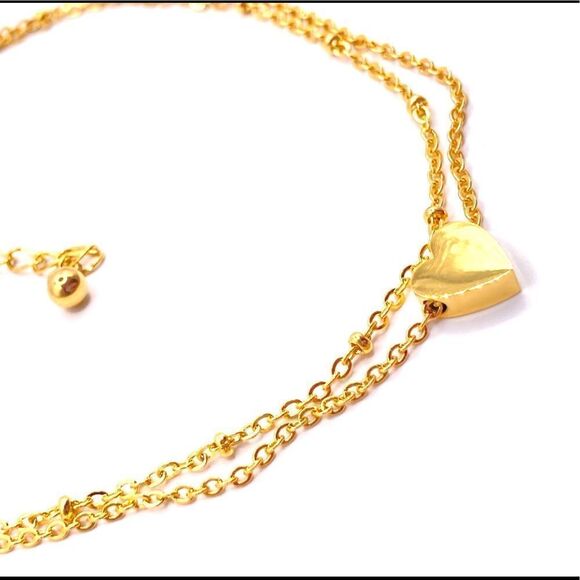 Gold layered heart ankle bracelet - Picture 2 of 4